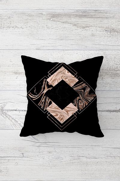on the clouds Geometric Patterned Gold Striped Throw Pillow Cover Set - Hidden Zipper Detailed, 4 Pieces