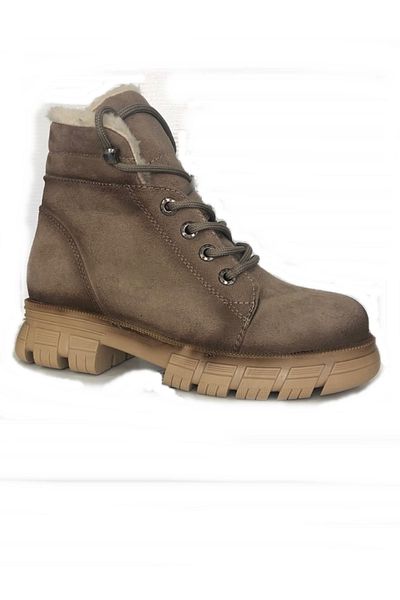 PUNTO Κοντές μπότες Arme City Ac354083 Mink Suede με γούνα στο εσωτερικό και χοντρή σόλα