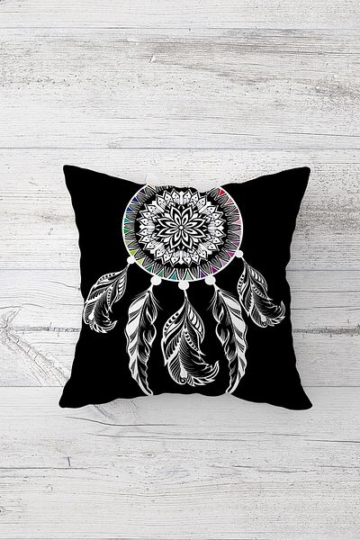 Pelangi Ethnic Dream Catcher Patterned Hidden Zippered Throw Pillow Seat and Pillow Set - 4 Pieces