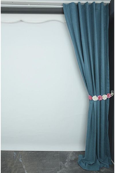 AKÇA TEKSTİL Woven Petrol Green Color (extraphore Drawstring) Single Wing Background Curtain 150x260 Cm