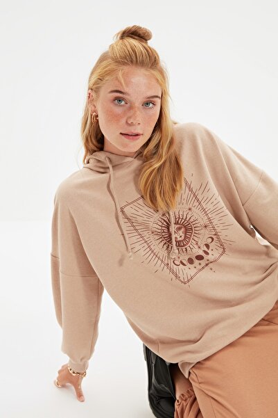 Trendyol Collection Sweatshirt - Beige - Figurbetont