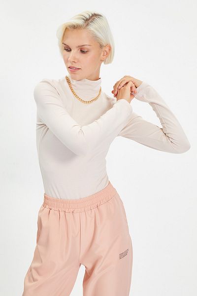 Trendyol Collection Beiger Strick-Body mit Stehkragen und Druckknöpfen TWOAW21BD0008