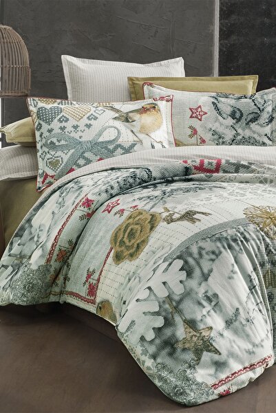 Sarev Kaje Gri King Size %100 Pamuk Flanel Nevresim Takımı