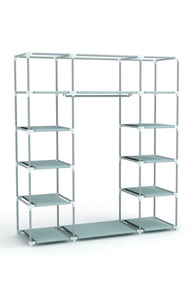 RUSTİKEVDECORART Çift Yandan Raflı Çok Amaçlı Bez Dolap Süper Ürün Gardırop Elbise Ayakkabı Dolabı Bez Dolap