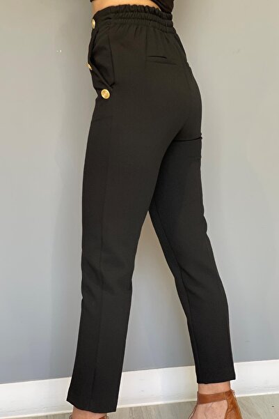 MİSLİNA BUTİK Cep Düğmeli Kumaş Pantolon
