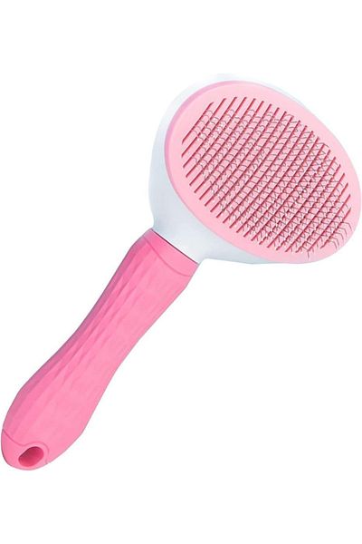 Clean Tip Batch Cat Dog Push Automatic Cleaning Comb Pink