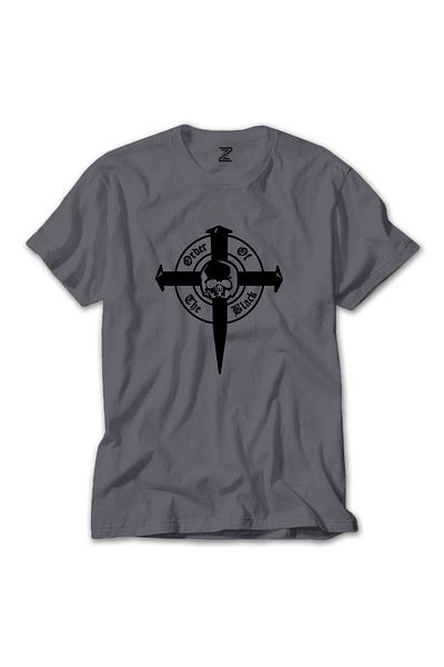 Z zepplin Black Label Society - Μαύρο και γκρι μπλουζάκι με στάμπα κρανίου
