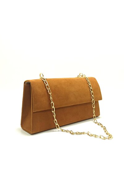 dizaynbag Women's Brown Suede Chain Strap Bag