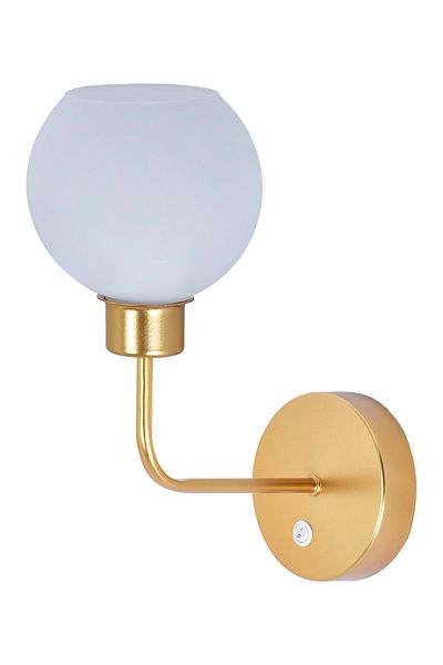 VK HOME AYDINLATMA Dubhe Luxury White Glass Sconce with Switch (gold)