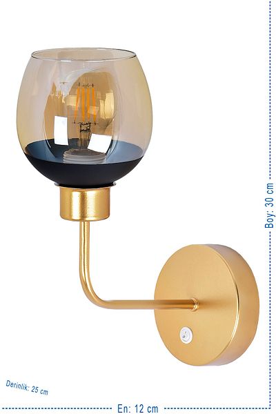 VK HOME AYDINLATMA Karaca Luxury Sconce with Switch (gold)