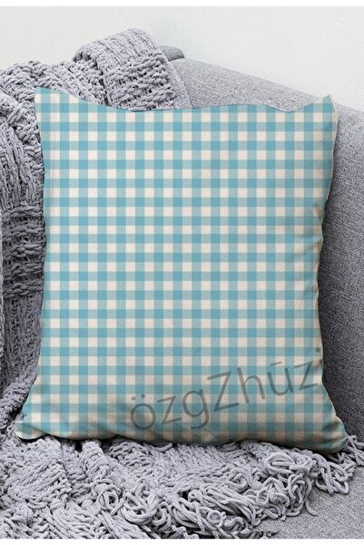 perlina home Plaid Light Blue Throw Pillow Cover 40x 40 Cm