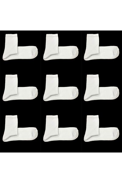 ÇorapGezegeni Long Unisex White Socks 9 Pack