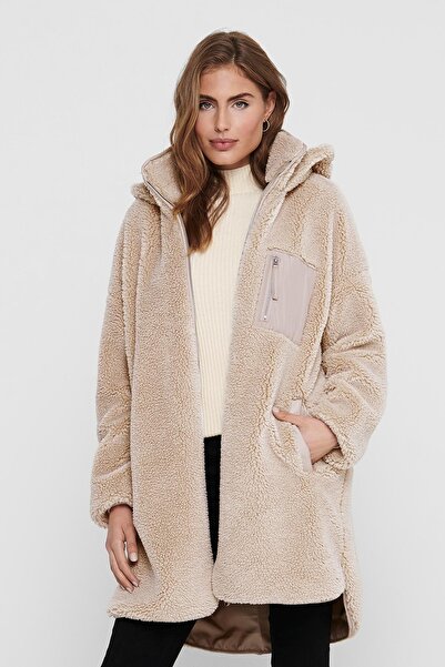 ONLY Hooded Pocket Regular Fit Lined Faux Fur Coat Onlsascha Coat 15230461