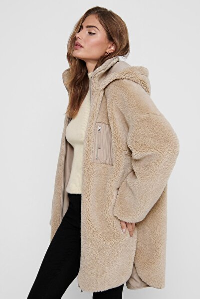 ONLY Hooded Pocket Regular Fit Lined Faux Fur Coat Onlsascha Coat 15230461