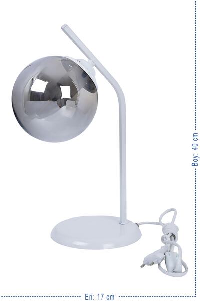 VK HOME AYDINLATMA Loren Lüx Füme Camlı Masa Lambası (beyaz)