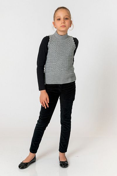incity Girl's Skinny Leg Black Velvet Trousers