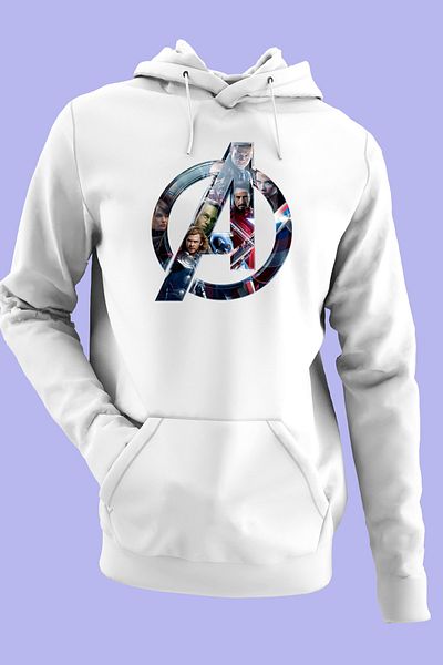 Raf Coll Φούτερ Unisex Oversize με κουκούλα Marvel Heroes Digital Printed