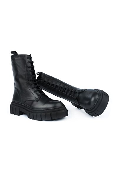 Emel Ayakkabı Kaydırmaz Kalın Taban Uzun Fermuarlı Postal Bot