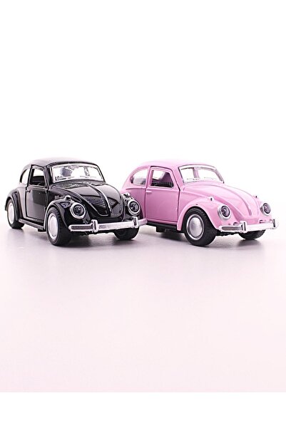 HediyeFilesi 2 Adet Siyah Pembe Metal Vosvos Araba Dıe Cast Büyük Boy 12cm