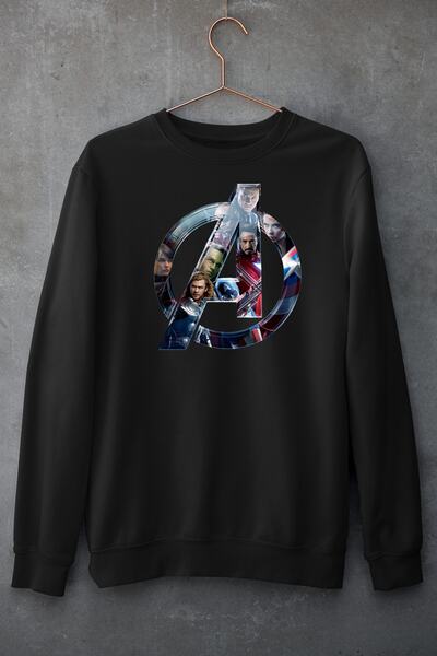 Raf Coll Hanorac cu imprimeu digital cu personaje Marvel cu gâtul turnat, cu ...