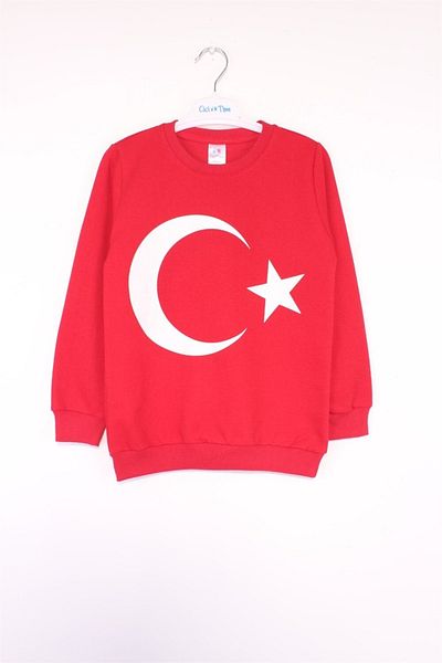 CiciTime Çocuk Modası Pulover cu imprimeu steagul Ataturk pentru fetiță și băiat