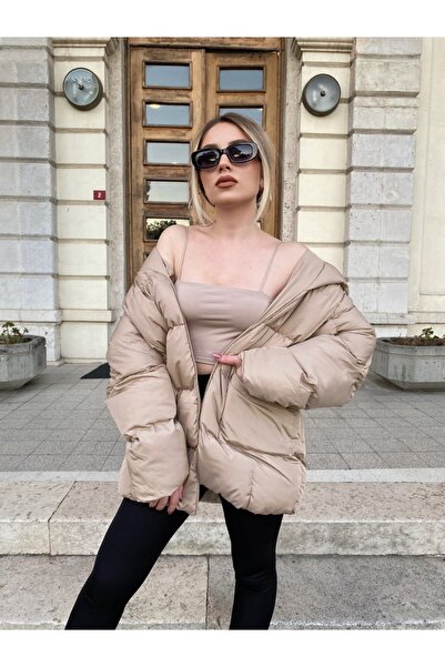 La Querta Γυναικείο παλτό μεγάλου μεγέθους διπλής τσέπης με κουκούλα