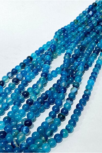 RLX BUJİTERİ Piatra naturala de agat albastru 8 mm Mix deschis inchis Piatra ...