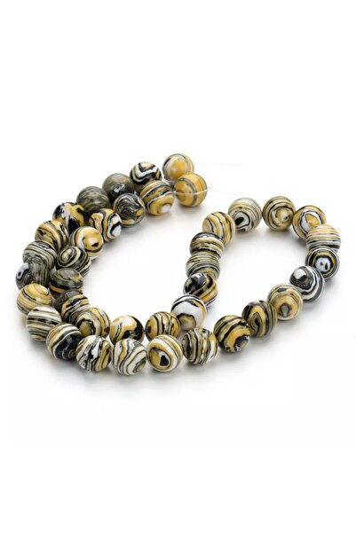 RLX BUJİTERİ Sarı Malahit Doğal Taş Dizisi 8 Mm Doğal Taş