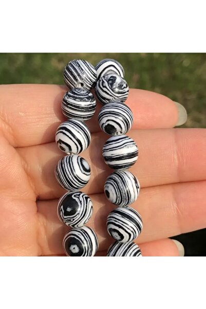 RLX BUJİTERİ Zebra Malahit Doğal Taş Dizisi 8 Mm Doğal Taş