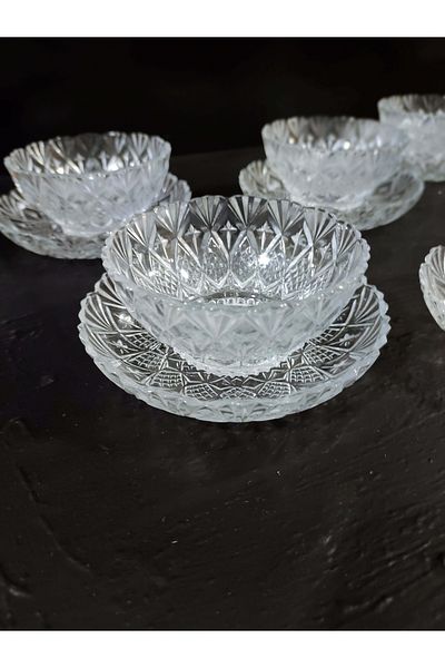 Zeryas Home Crystal Plate and Bowl Set 12 Piece Set - Snack Bowl & Cake & Presentation