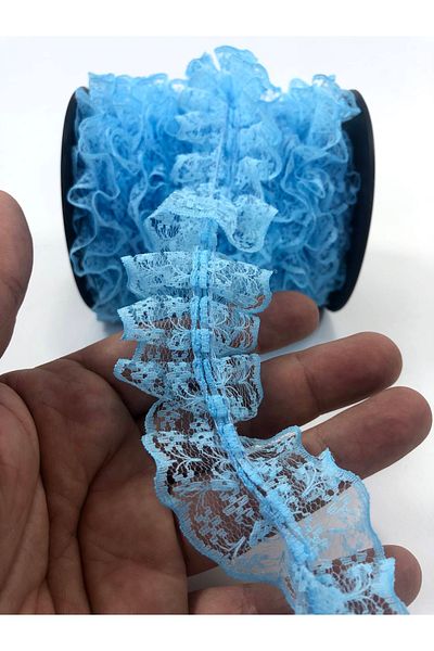 Hobigram 10 Meters Decoration Ruffle Color Baby Blue Double Sided Ruffle Edge – Decorative Ribbon, Stylish Design – D
