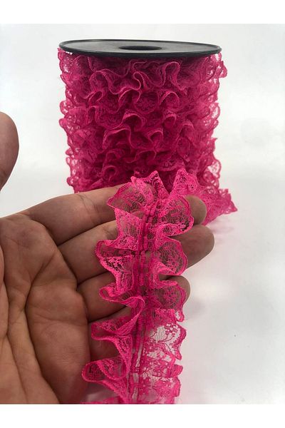 Hobigram 10 Meters Decoration Ruffle Color Fuchsia Double Sided Ruffle Edge – Decorative Ribbon, Stylish Design – Decor