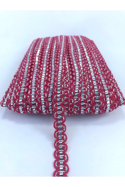Hobigram Red Silver Detailed Zigzag Water Stone 5 Meters for Packaging Ornament Edge Ornament – Decorative Ribbon –