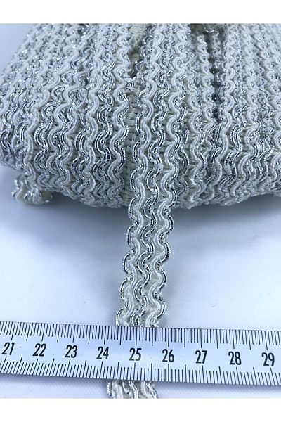 Hobigram Cream Silver Edged Decorative Ribbon 5 Meters for Packaging Ornament Edge Ornament – Decorative Ribbon
