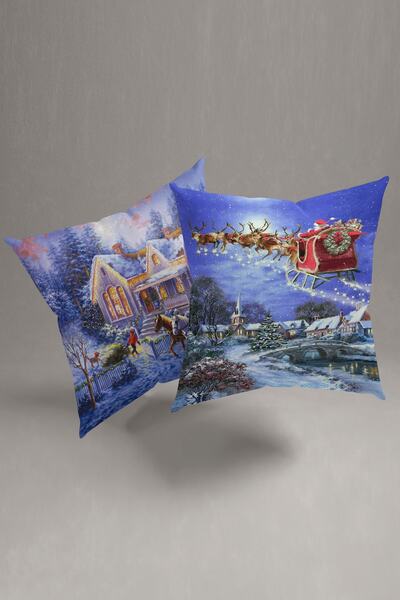 menesahome Коледна, Новогодишна калъфка за възглавница с червен шарен мотив, ...