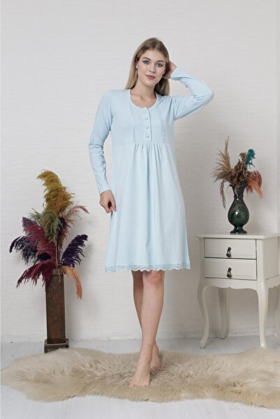 Semm Mix Pamuklu Gecelik Dantel Detaylı