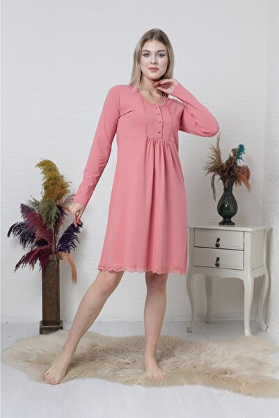 Semm Mix ثوب نوم قطني بتفاصيل دانتيل