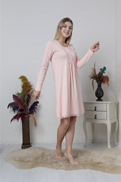 Semm Mix ثوب نوم قطني بتفاصيل دانتيل