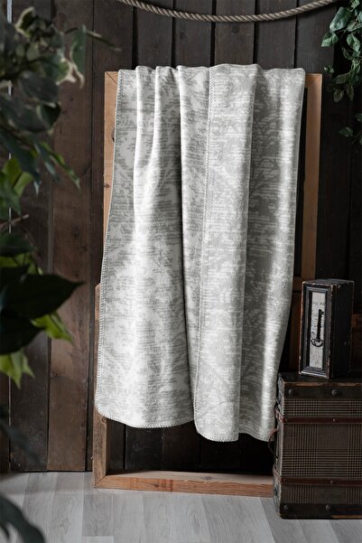 Sarev Mikkel Açık Gri Çift Kişilik Pamuklu Battaniye