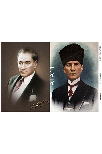 LİNEART Atatürk Deseni Pirinç Dekopaj Kağıdı Ata11