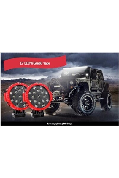 Oto Çizgi 51 Watt 17 Ledli Off Road Sis Gündüz Farı Projektör Lambası 17 cm 1...
