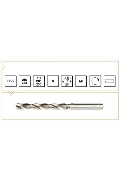 İzeltaş Machine Set B00007001800 Hss Dın 338 Cylindrical Handle Short Grinding Drill Bit 18 Mm, 1 Piece
