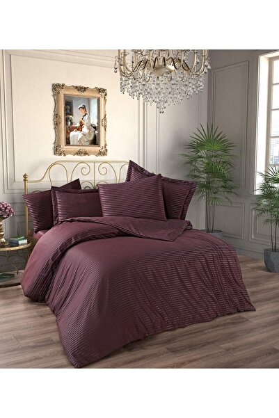 Finezza Set de lenjerie de pat dublu Bella Bambu Jacar Bordo 6 piese - 1180