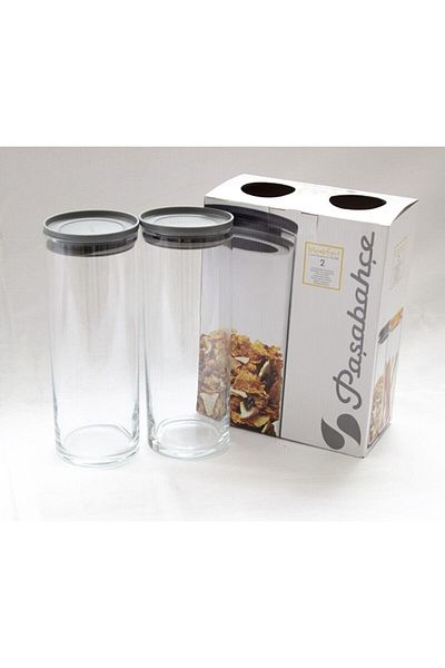Paşabahçe Gray 2-Piece Vacuum Glass Jar and Food Storage Container - 1230 Cc