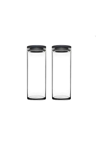 Paşabahçe Gray 2-Piece Vacuum Glass Jar and Food Storage Container - 1230 Cc