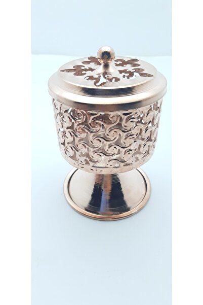betüşce Dekoratif Şık Bronz Renkte Kapaklı Metal Tütsülük Model 02