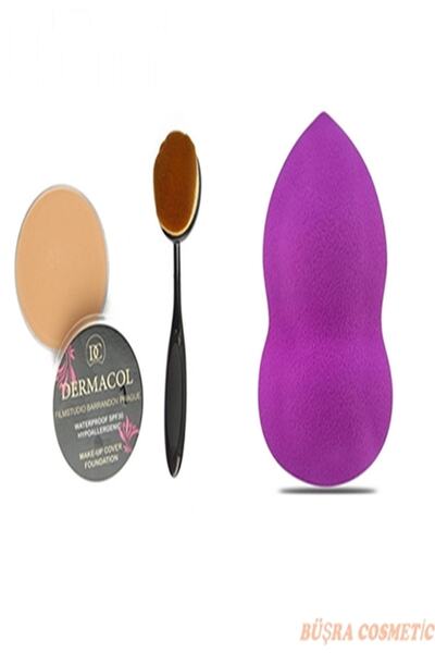 MAKEUP COVER Dermacol Büşra Kozmetik Porselen Kapatıcı +fırça Hediyeli+armut Sünger (210 Orta Ton)