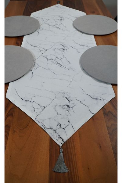 Viemso Marble Patterned Special Design Runner, Set of 6 Charger Plates