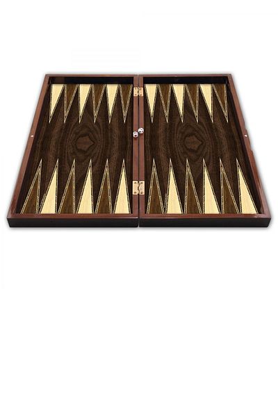 Miajima Wooden Sequined Walnut Backgammon Set Star Super Luxury Varnished Backgammon Large Size