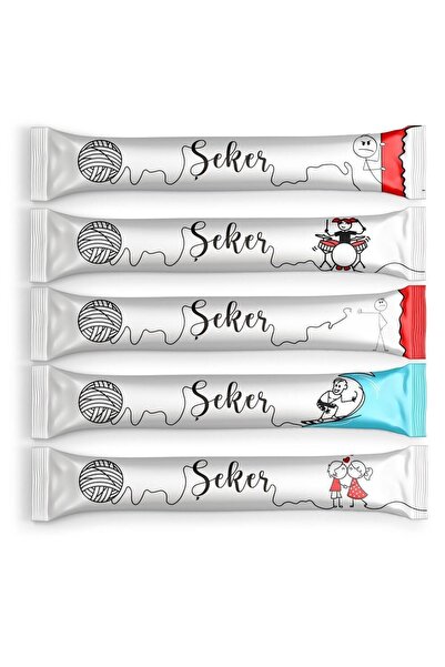 Sek Şeker Karikatür Beyaz Stick Toz Şeker 250 Adet X 4gr.